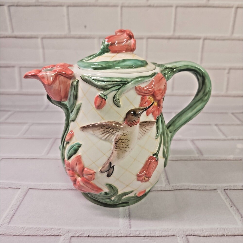 Flowers Inc Balloons Hummingbird Trumpet Vine 3D Pitcher Pink Green EUC handpain